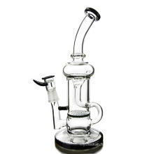 Bent Neck Hookah Glass Smoking Water Pipes with Klein Recycler (ES-GB-342)